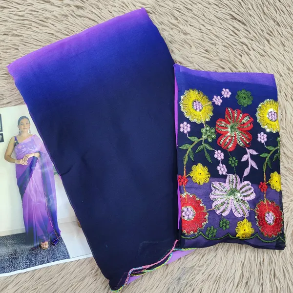 Multicolour plain Chiffon Light weight Saree |SR10